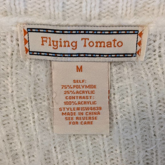 Flying Tomato Soft Fuzzy Creamy White Cardigan Sweater Size M NWOT - Picture 5 of 6